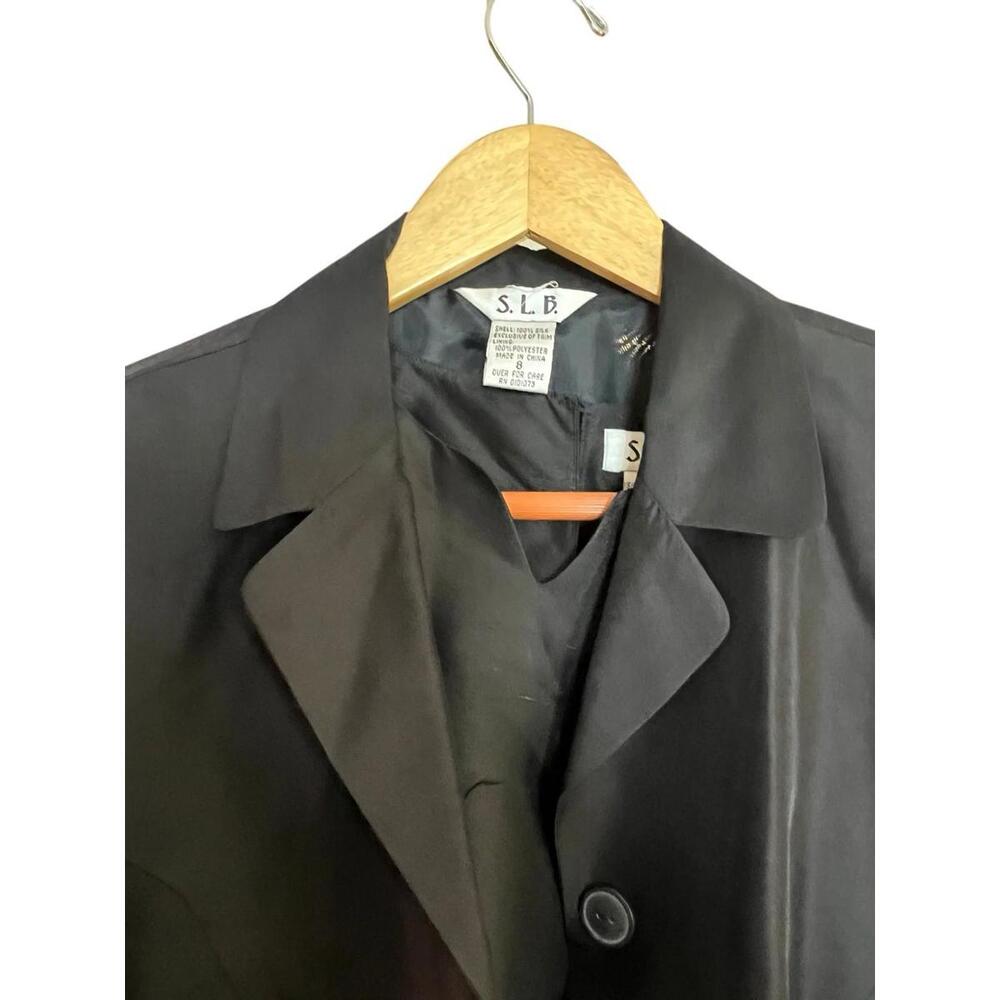 SLB‎ 100% Silk Shantung Black Beaded Hem Tank & Blazer Set Formal Women’s 10